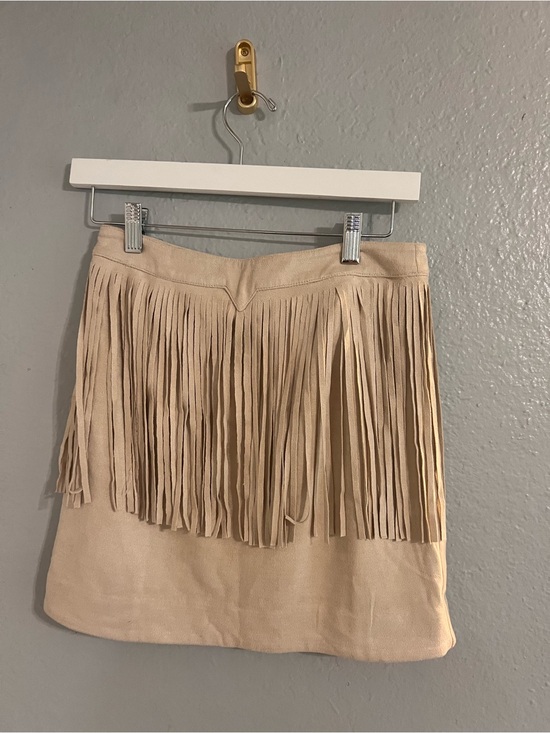 J.O.A. Dresses & Skirts - J.O.A. Beige Suede Fringe Mini Skirt